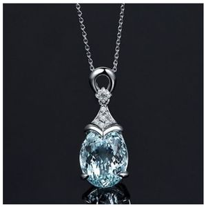 AQUAMARINE GEMSTONE NECKLACE DECEMBER BIRTHSTONE